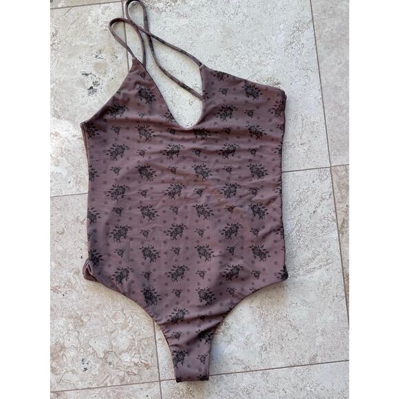 Acacia Selah floral asymmetrical one piece swimsuit